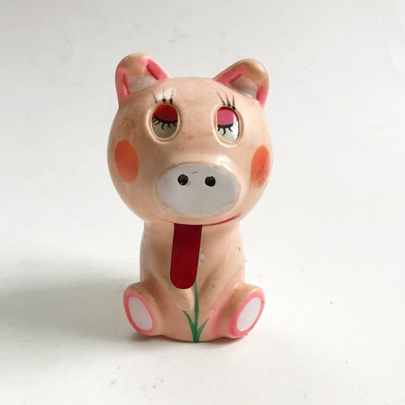 Vintage Early Plastic Wind Up Pig Toy Moving Eyes and Tongue - Picture 1 of 9